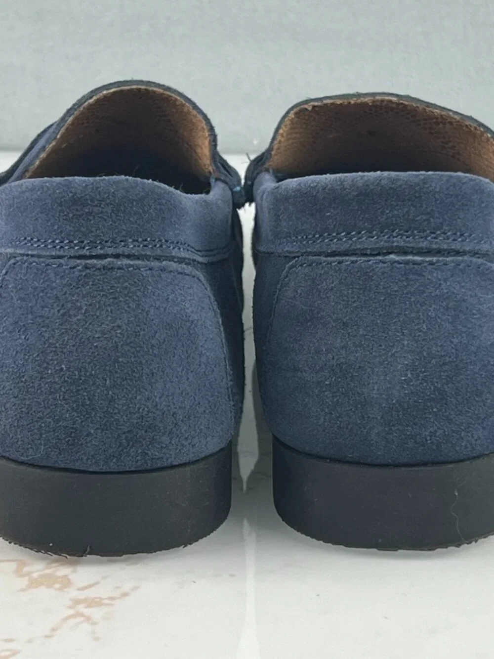 White Mountain Blue Suede Penny Loafers Leather Slip-On Women's Size 7.5M